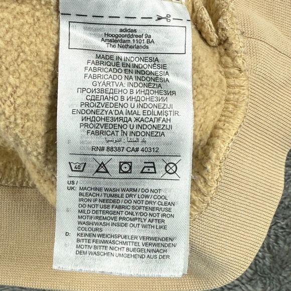 Adidas Hooded Sweatshirt Boy's Youth Size Medium Beige Kangaroo Pocket, Logo - Picture 7 of 8